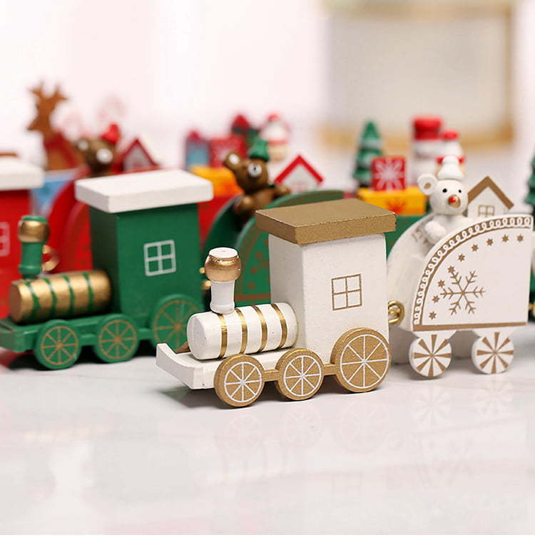 Handmade Christmas Table Decoration Supplies 2022 Wooden Train Christmas Ornament