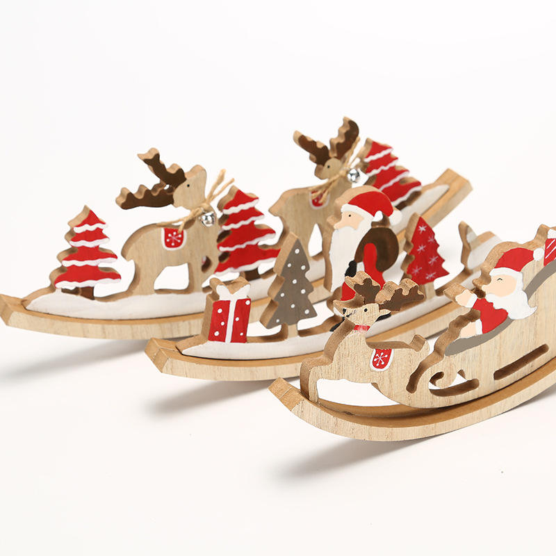 Wooden Christmas Ornaments Decoration Supplies Three Dimensional Aanta Elk Ornament