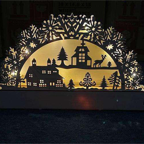 Window Christmas Decorations Holiday Gifts Creative Hollow LED Lighted Stereo Table