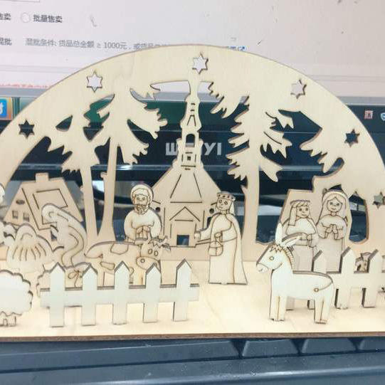 Christmas decorations wooden piece kindergarten diy assembled three-dimensional ornaments