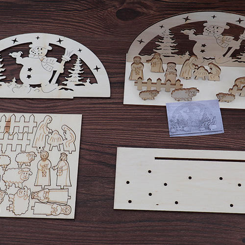 Christmas decorations wooden piece kindergarten diy assembled three-dimensional ornaments