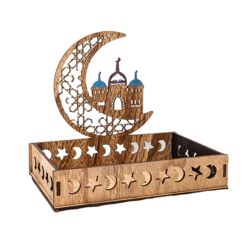 Wooden ornaments Christmas decoration moon decorations table decorations dessert tray hollow crafts