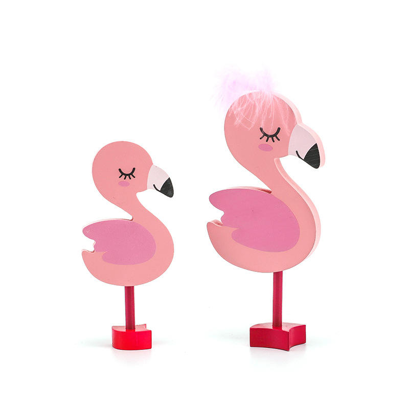 wooden flamingo ornaments large and small home wooden desktop ornaments wine cabinet decoration