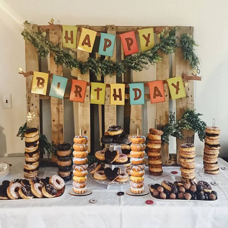 Diy Wedding Decoration Rustic Table Wooden Donut Wall Stand Donut Party Decoration