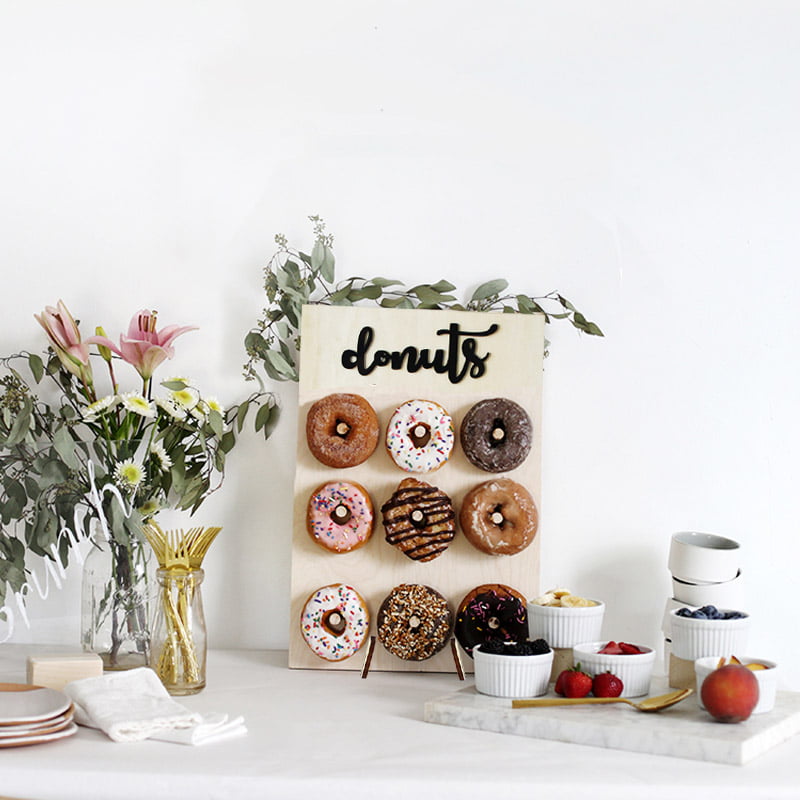 Diy Wedding Decoration Rustic Table Wooden Donut Wall Stand Donut Party Decoration