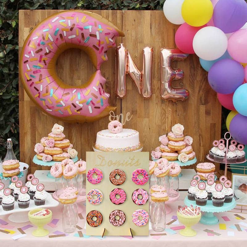 Diy Wedding Decoration Rustic Table Wooden Donut Wall Stand Donut Party Decoration