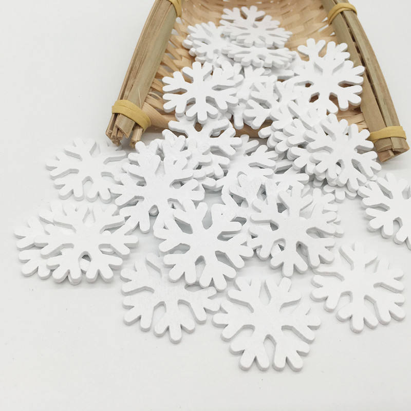 2022 Wooden Snowflake Christmas Decoration Supplies Wooden Craft Ornaments 100 Packs