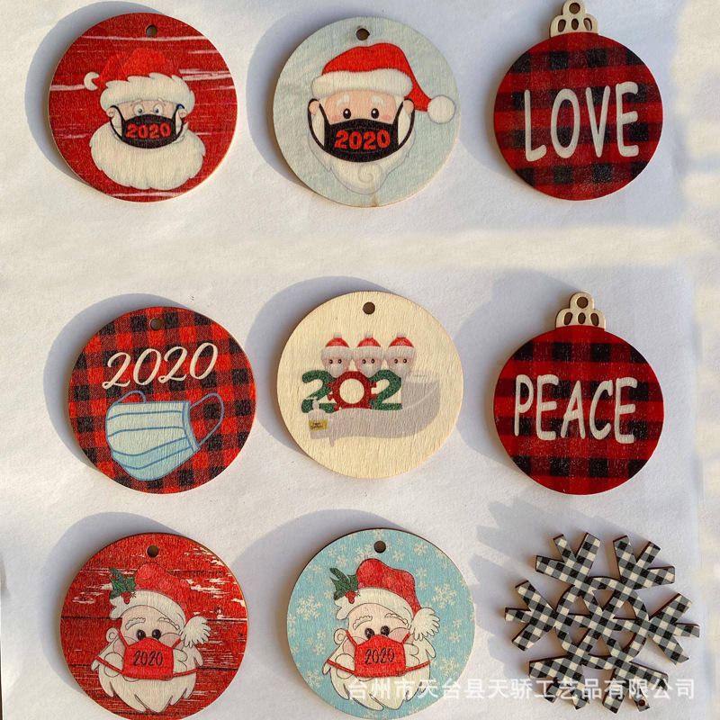2022 Christmas home decorations wood chip pendant wooden crafts
