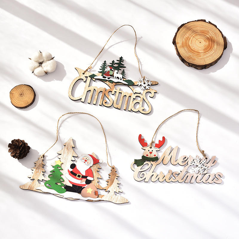 Diy Xmas Christmas Tree Hanging Ornament Wooden Christmas Decorations Pendant For Home Party New Year Wood Ornaments