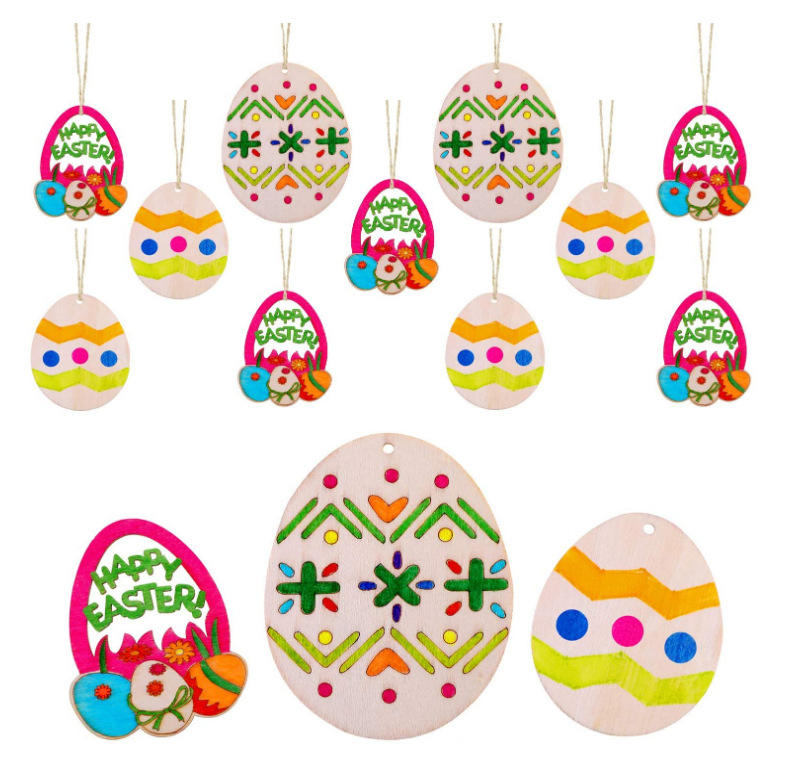 Hollow blank wood hanging easter egg for wooden easter decoration