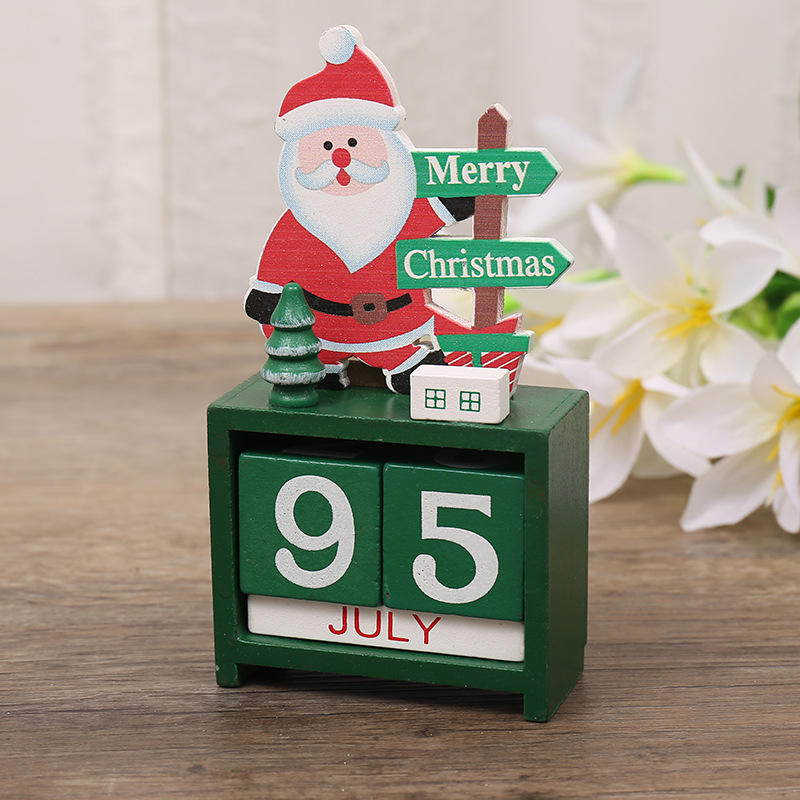 2022 Christmas wooden creative calendar gift decorations Santa Claus new year calendar desktop decorations