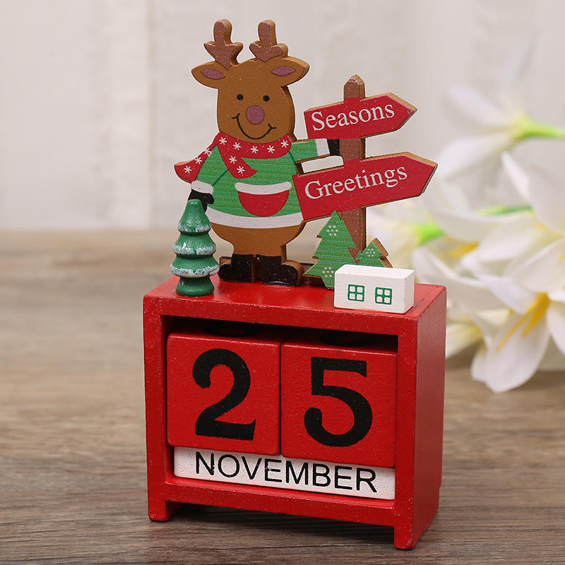 2022 Christmas wooden creative calendar gift decorations Santa Claus new year calendar desktop decorations