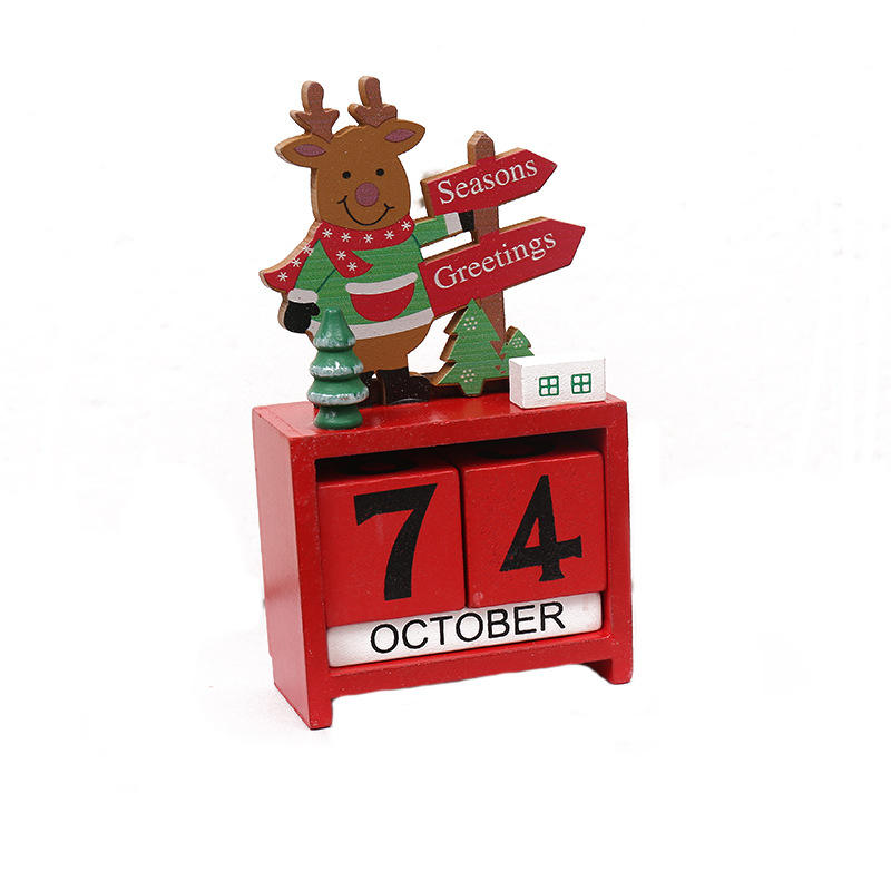 2022 Christmas wooden creative calendar gift decorations Santa Claus new year calendar desktop decorations