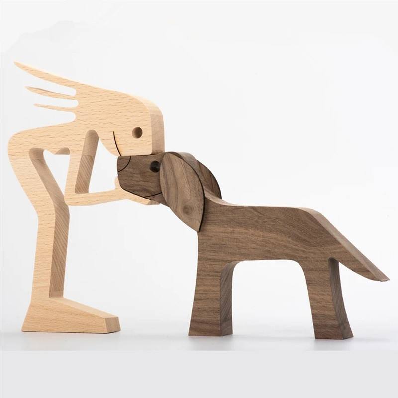 2020 Wooden Decorative Puppy Ornament Home Office Wooden Desktop Ornament