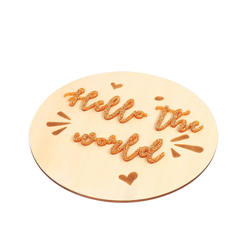 Souvenir Carving Baby Milestone Wooden Cards Round Wood Chip