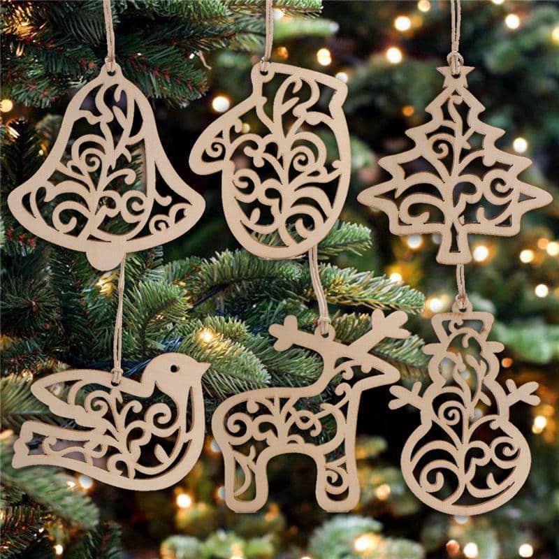 2020 Wooden Hollow Carving Pendant Home Decoration Christmas Decoration Pendant