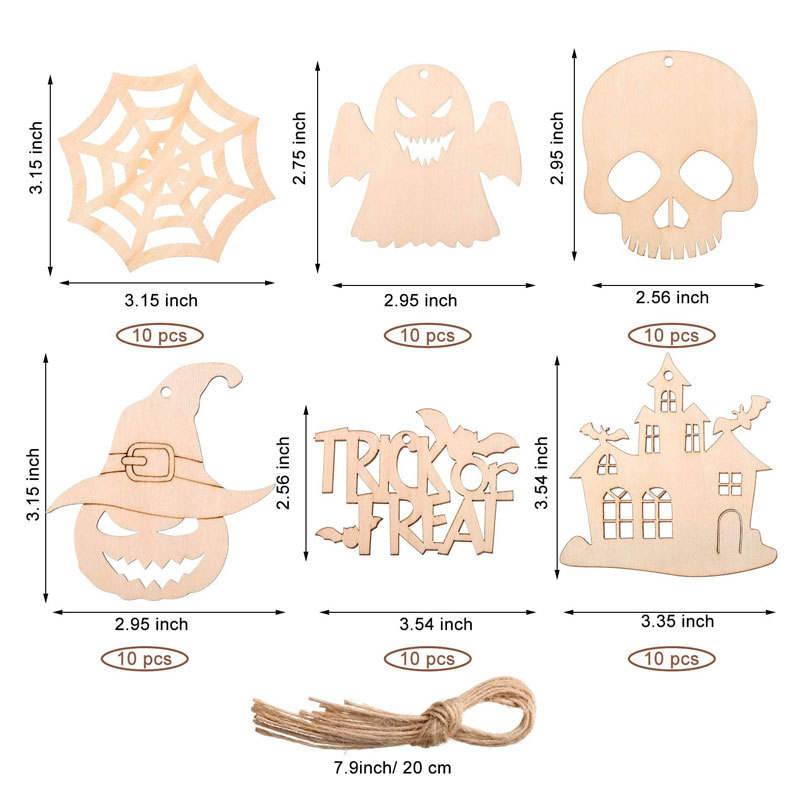 Wooden Halloween Pendant Hollow Halloween Decorations Wooden Halloween Home Decoration
