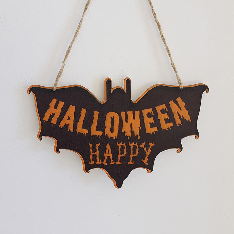 Wood Holiday Decoration Happy Halloween Door Hanging Wood Signs plaque for Farmhouse Wall Window Decor