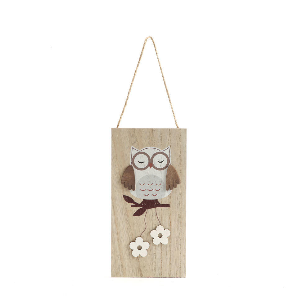 Farmhouse Indoor Halloween Wooden Owl Pendant Wall Hanging Home Decoration