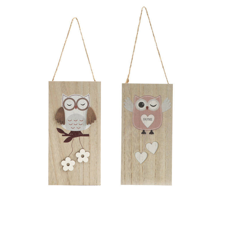 Farmhouse Indoor Halloween Wooden Owl Pendant Wall Hanging Home Decoration
