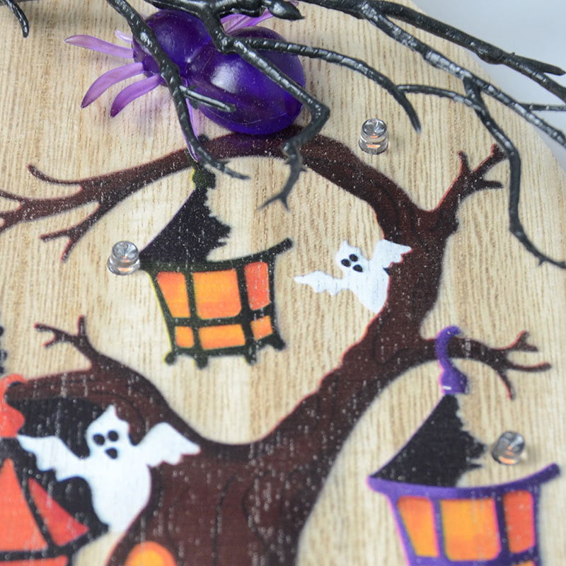 Halloween wooden house with lights home decoration witch pumpkin lantern crafts listing ornaments