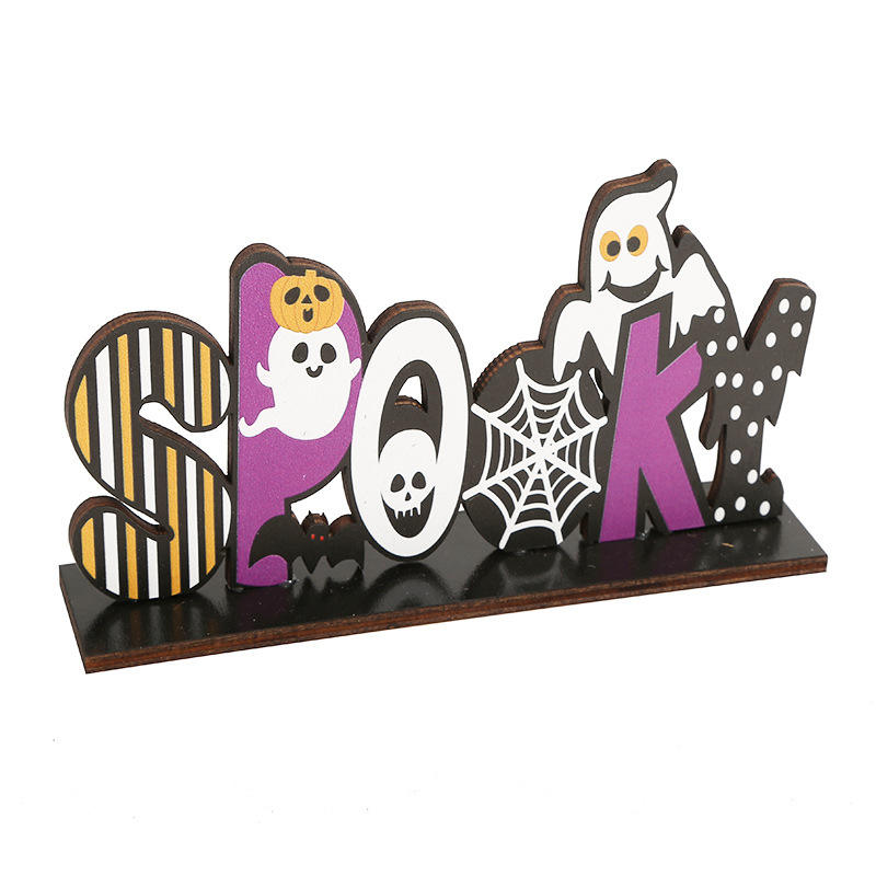 Halloween decoration supplies wooden decoration props alphabet pumpkin desktop decoration