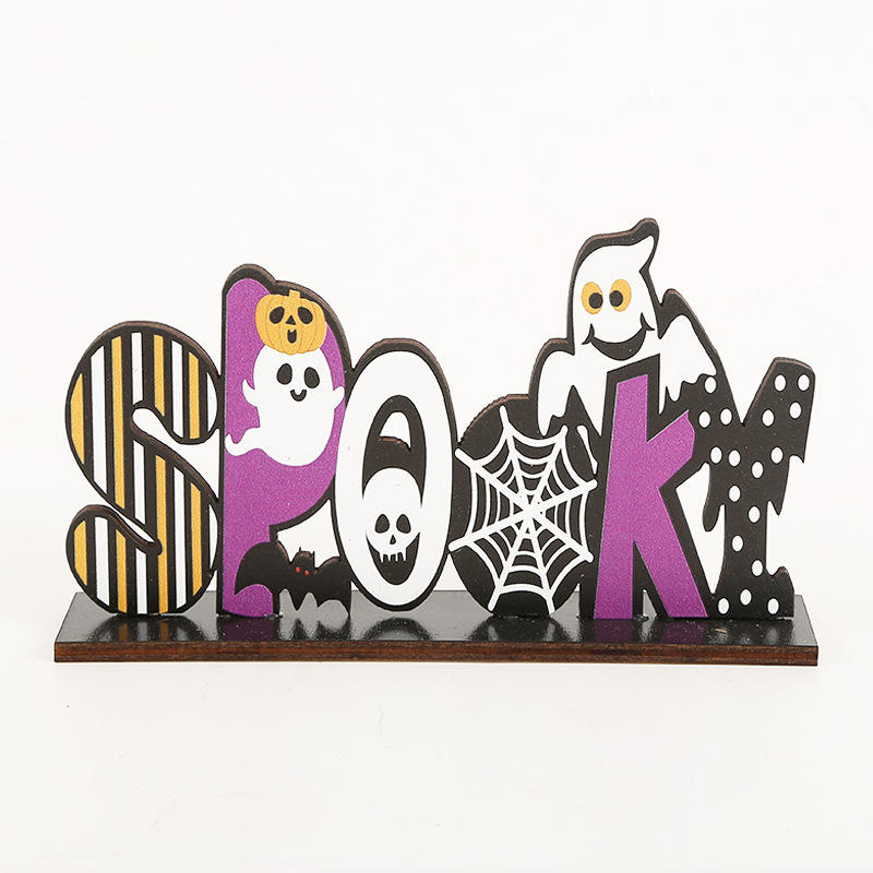 Halloween decoration supplies wooden decoration props alphabet pumpkin desktop decoration