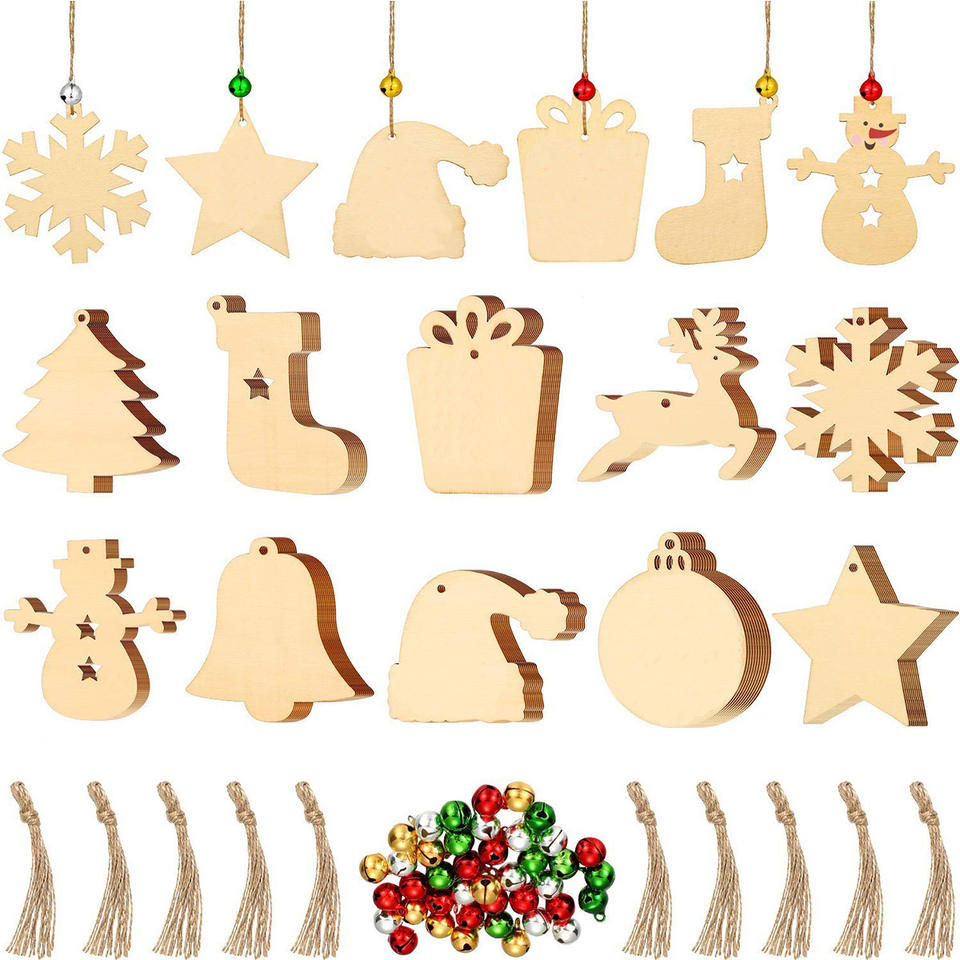 Hand Painted Diy Props Mini Wooden Craft Christmas Tree Hanging Ornaments Decorative