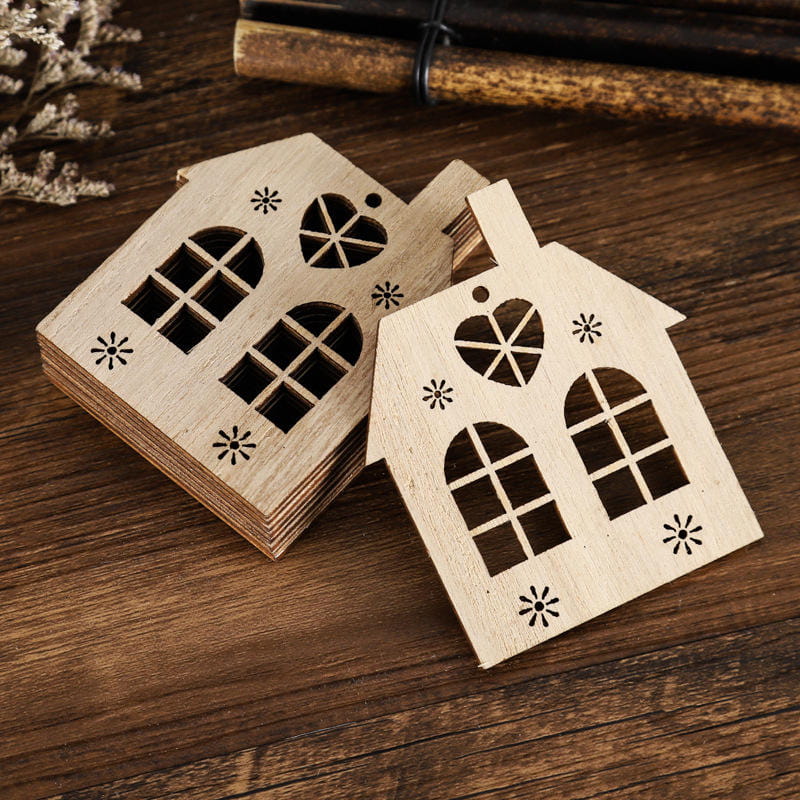 Wood House Handicraft Home Decorative Accessories Crafts Wooden Christmas Toys