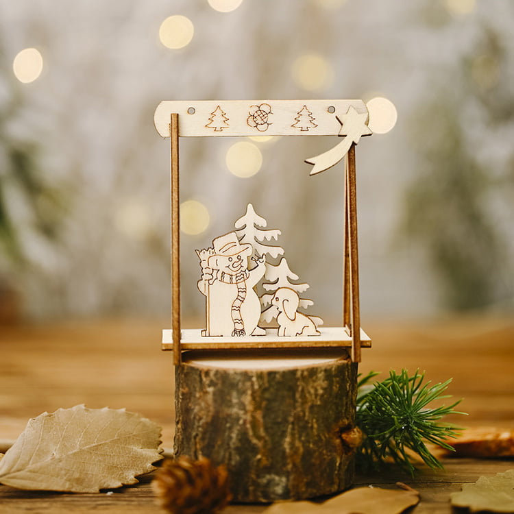 Festive Supplies Diy Swing Ornaments Luxury Wood Vintage Christmas Tree Decorations