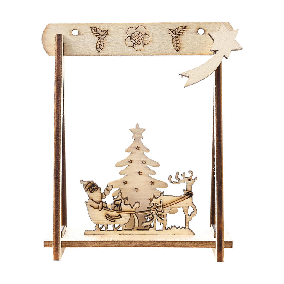 Festive Supplies Diy Swing Ornaments Luxury Wood Vintage Christmas Tree Decorations
