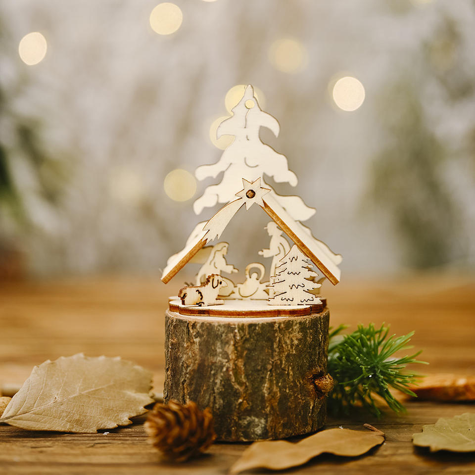 Festive Supplies Diy Swing Ornaments Luxury Wood Vintage Christmas Tree Decorations