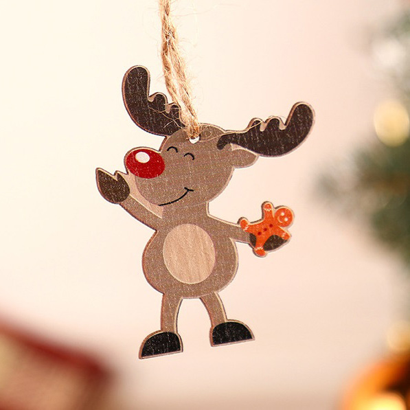 Diy Pendant Cartoon Snowman Ornaments Wooden Vintage Christmas Tree Decorations