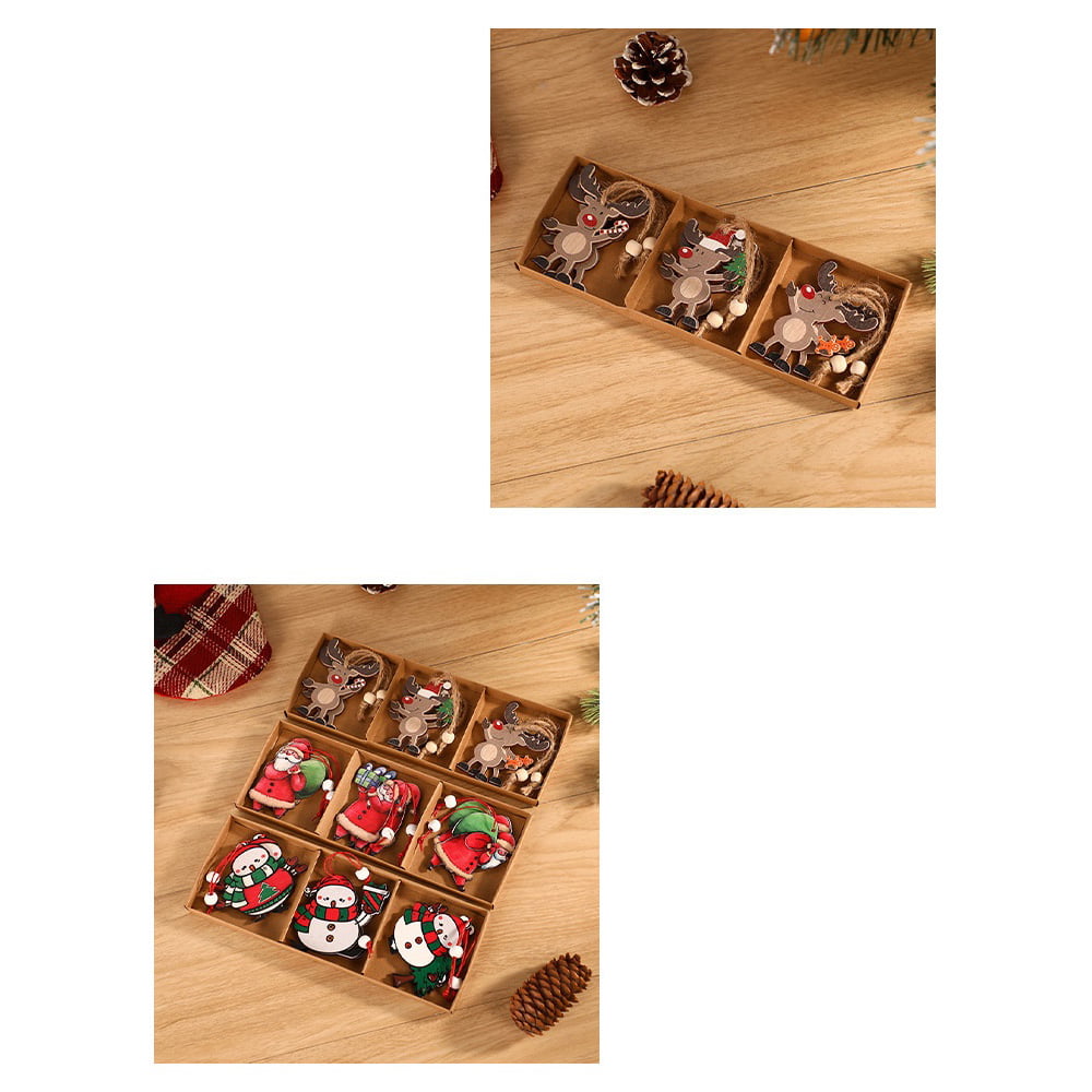 Diy Pendant Cartoon Snowman Ornaments Wooden Vintage Christmas Tree Decorations