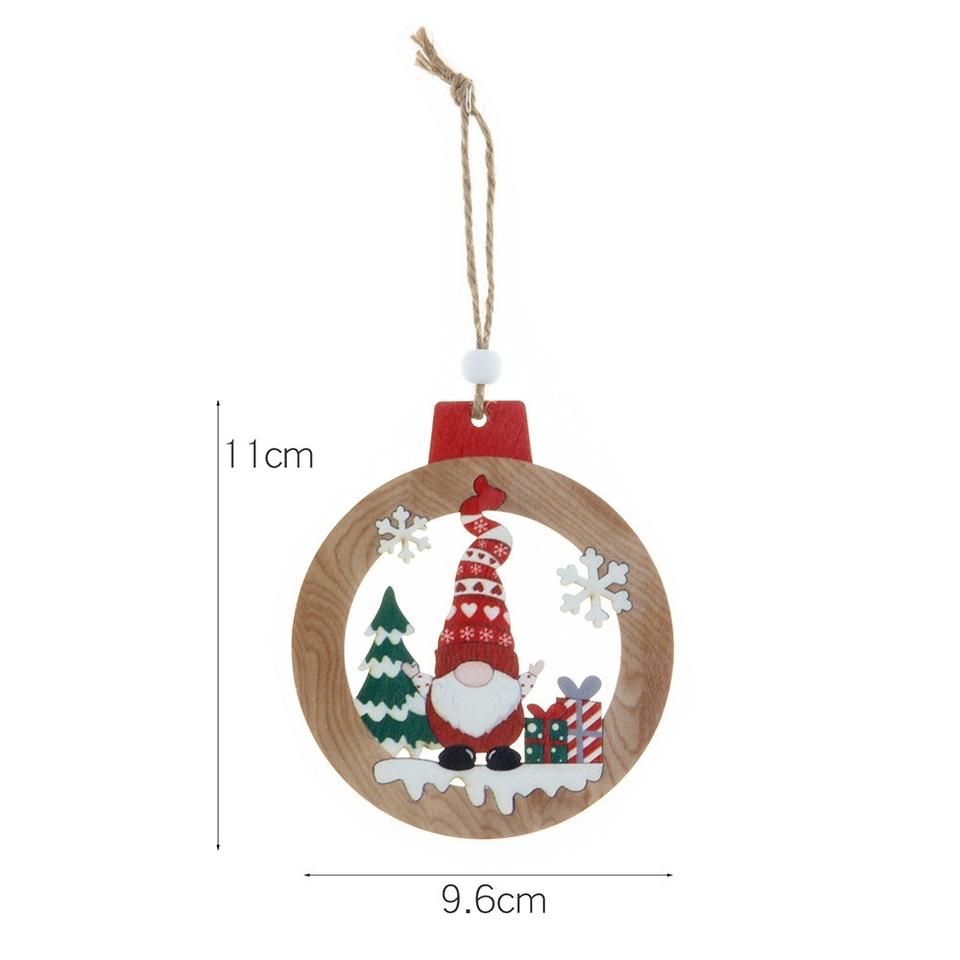 Handmade Wooden Christmas Tree Painted Pendant Ornaments Christmas Outside Decorations