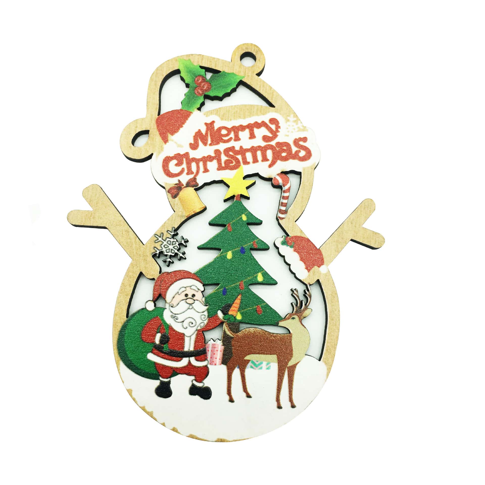 Christmas Tree Pendant Crafts Wooden Painted Diy Christmas Tree Decoration Ornaments