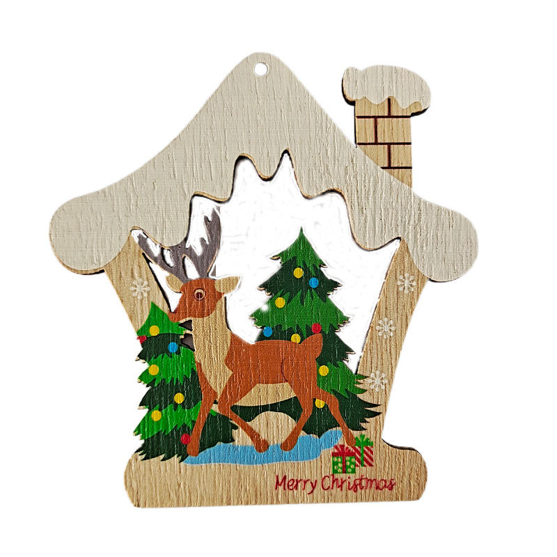 Mechanical Production Wooden Painted Christmas Tree Ornament Diy Wooden Crafts Decor Home Christmas