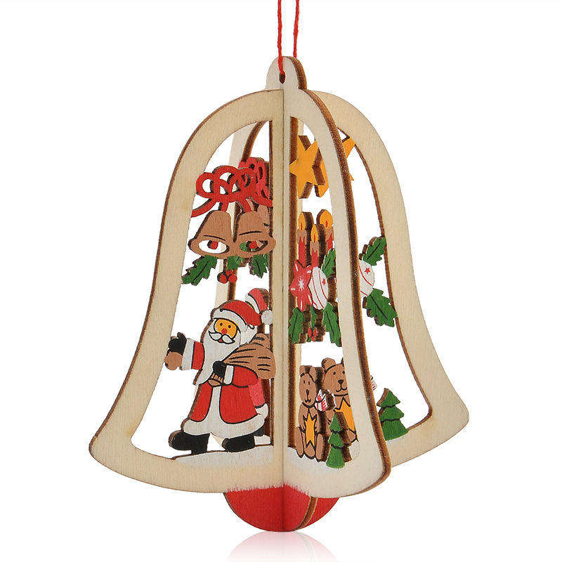 laser cut 2D 3D ornament wooden hanging pendant Christmas tree Decoration