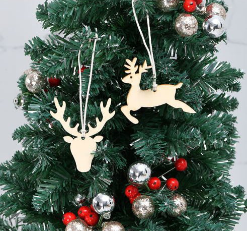 laser cut 2D 3D ornament wooden hanging pendant Christmas tree Decoration