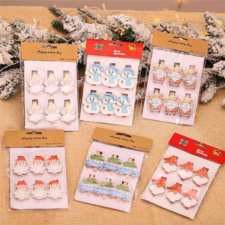 Christmas wooden wooden clip cartoon snowman shape Christmas decorations wooden crafts