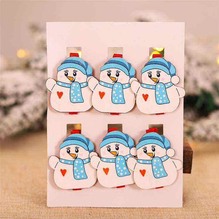 Christmas wooden wooden clip cartoon snowman shape Christmas decorations wooden crafts