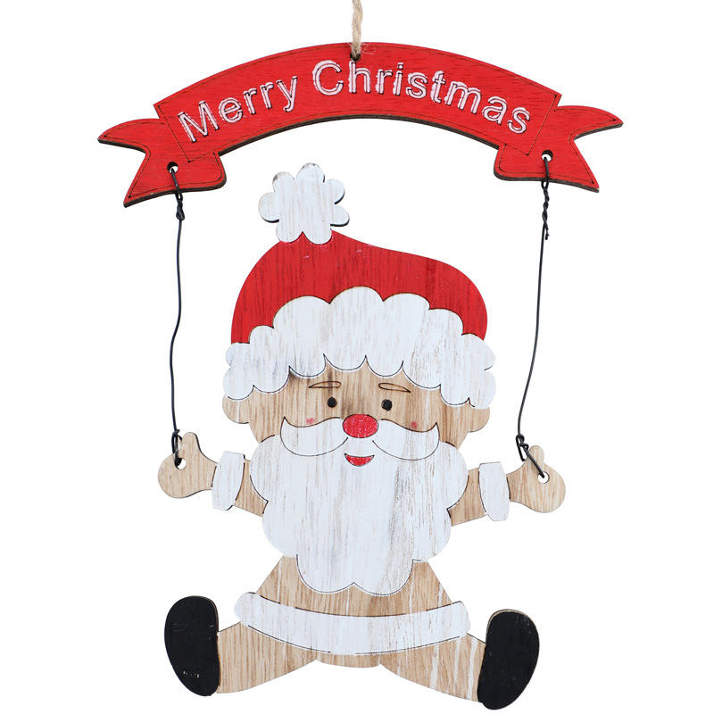 Christmas decorations wooden elderly snowman hanging decorations cartoon decoration scene layout