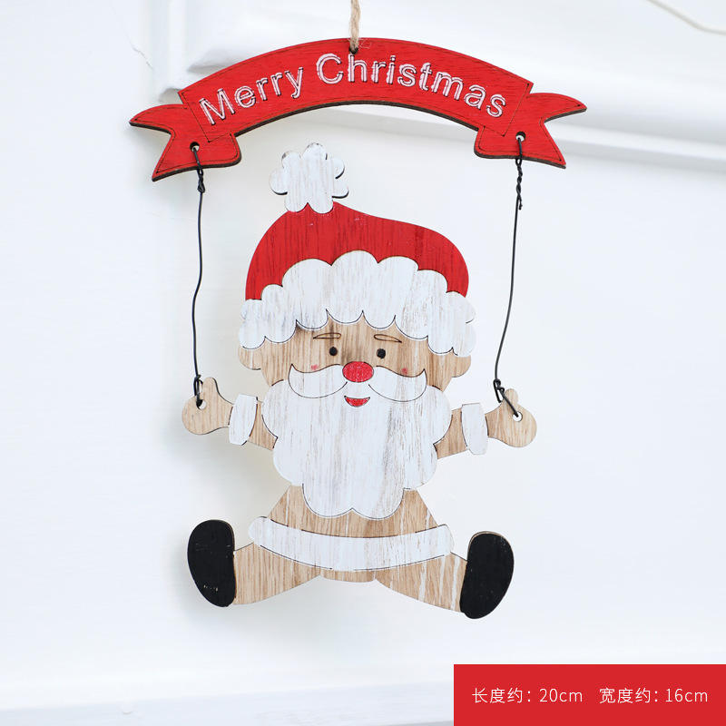 Christmas decorations wooden elderly snowman hanging decorations cartoon decoration scene layout