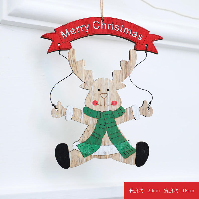 Christmas decorations wooden elderly snowman hanging decorations cartoon decoration scene layout