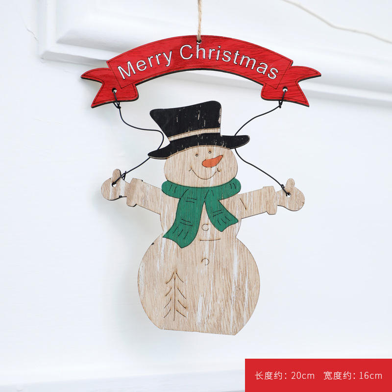 Christmas decorations wooden elderly snowman hanging decorations cartoon decoration scene layout