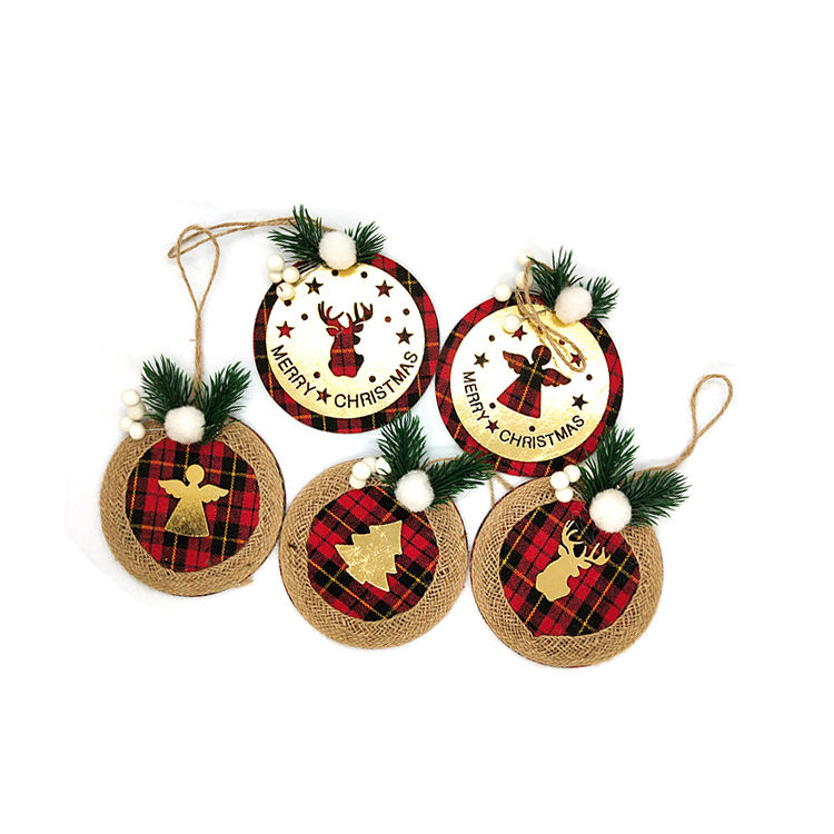 Red Grille Round Wooden Pendant Christmas Craft Gifts Crafts Supplies Wooden Party Supplies Decorations Christmas Home Decor
