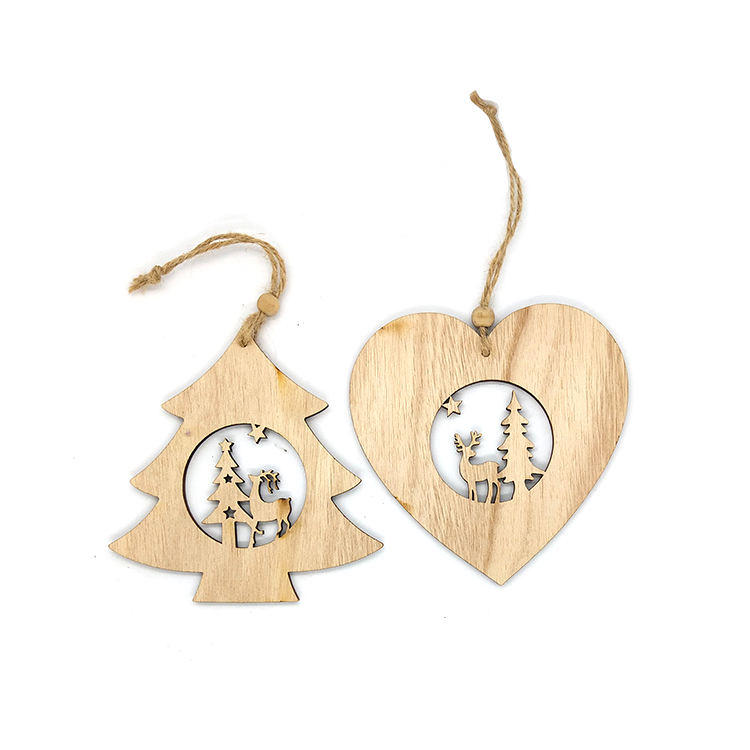 Craft Supplies Wooden Small Wood Craft Christmas Tree Pendant Home Decorations For Living Room