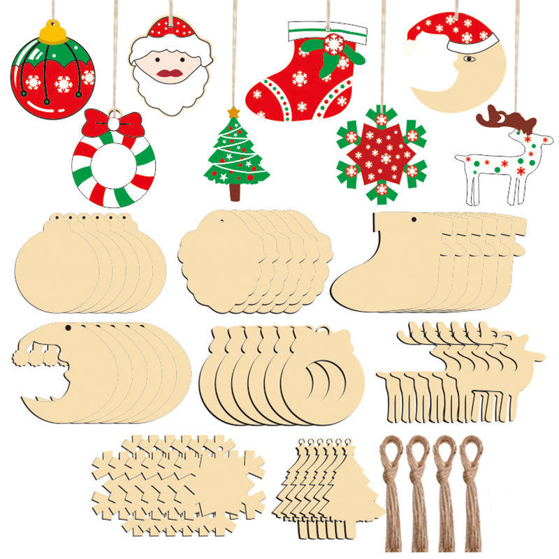 Personalised Christmas Ornaments Diy Painting Craft Wood Christmas Decorations Wooden Pendant