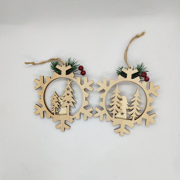 Bedroom Decoration Craft Supplies Wooden Snowflake Line Pendant Wood Crafts