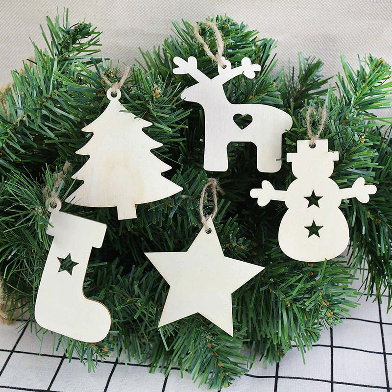 Home Party Christmas Tree Ornaments Hanging Wooden Pendant Christmas Decorations